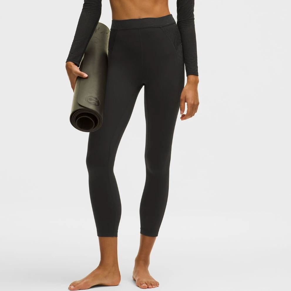 lullulemon Paisley Sheer Lace Jacquard 拼接高腰紧身裤 25"