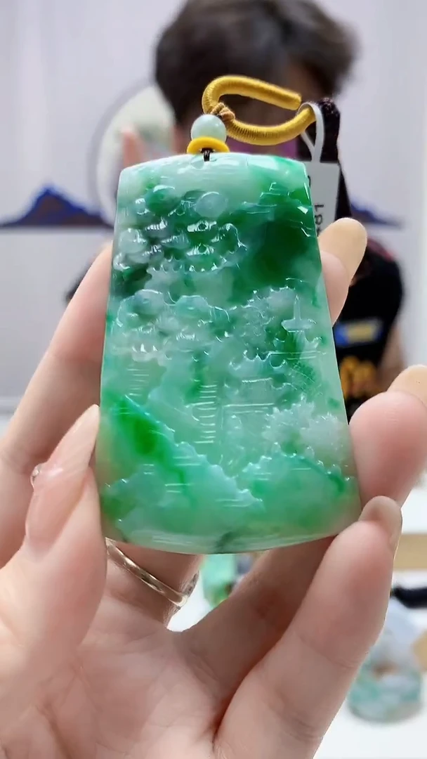 未镶嵌定制翡翠4688DD-毛货挂件山水6