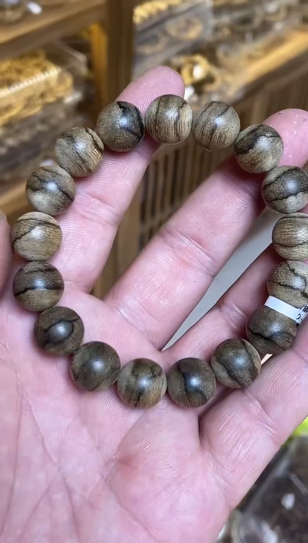 沉香手串 达拉干圆珠单圈虎皮纹1.3多样性发其一