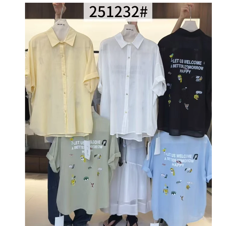 251232mujia休闲宽松短袖衬衫
