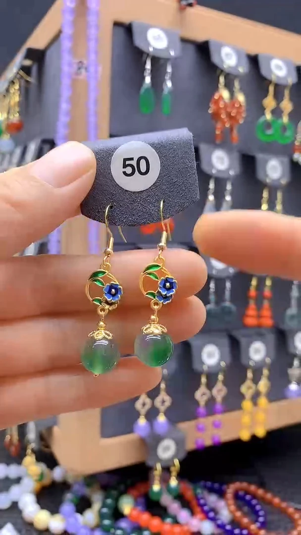 【闪购商品】玛瑙/玉髓耳坠未镶嵌耳饰