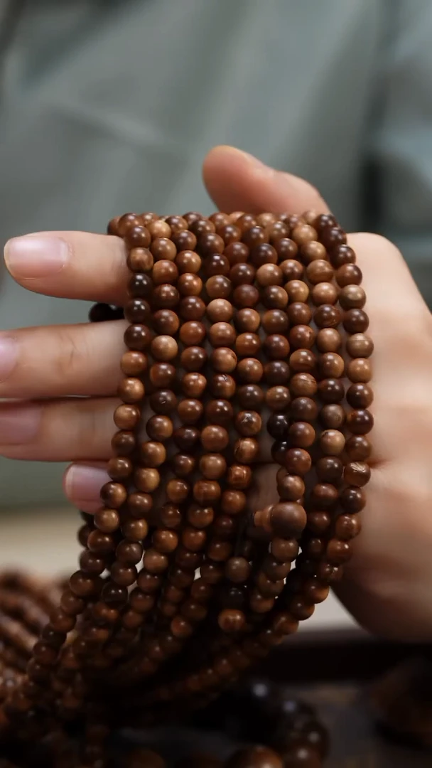 檀香木手串/手链老山檀香0.6圆珠多圈108颗瑕疵供奉料