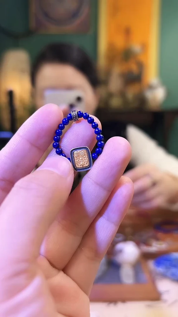 【闪购商品】青金石戒指银S925镶嵌青金石扎基拉姆戒指