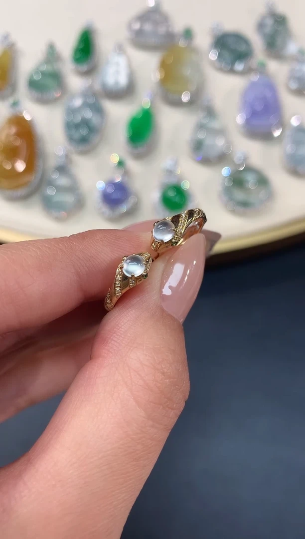 【闪购商品】翡翠耳饰18K金镶嵌耳饰A290|1980