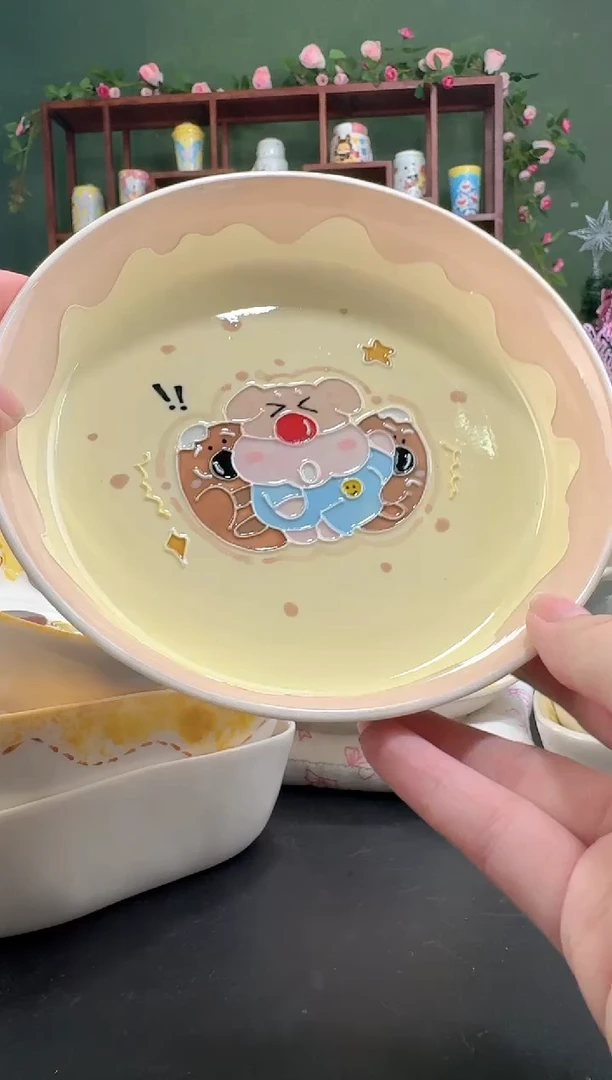 221景德镇高温陶瓷釉下彩 玉泥 盘子