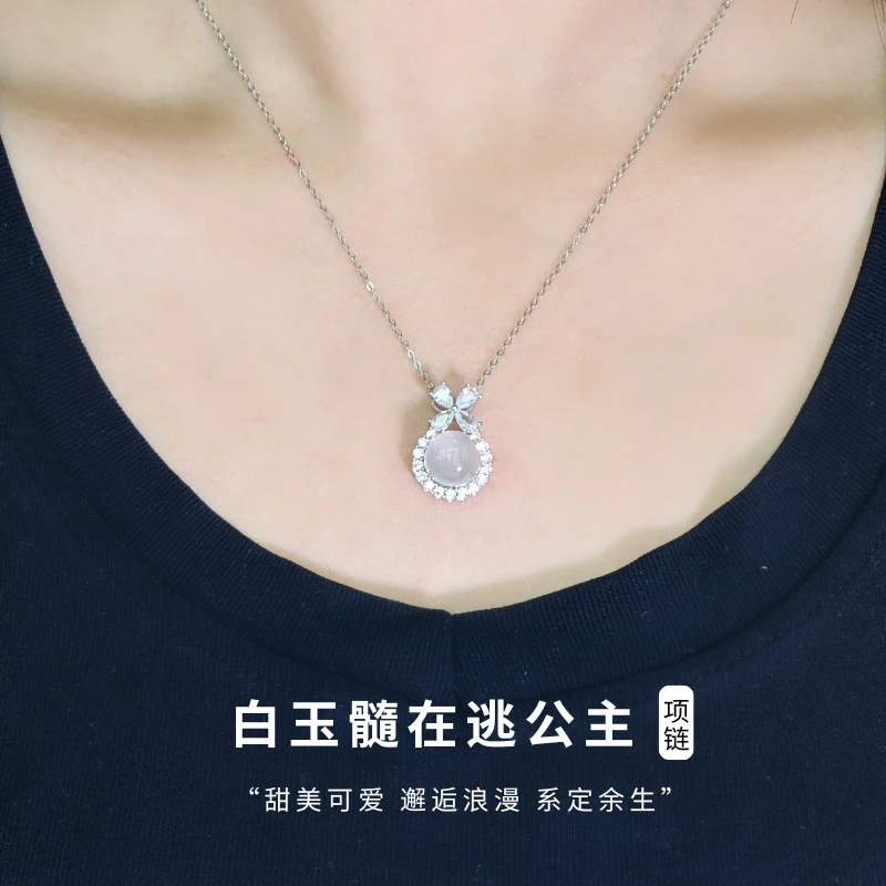 925银在逃公主蝴蝶结项链轻奢时尚百搭小众送女友生日礼物