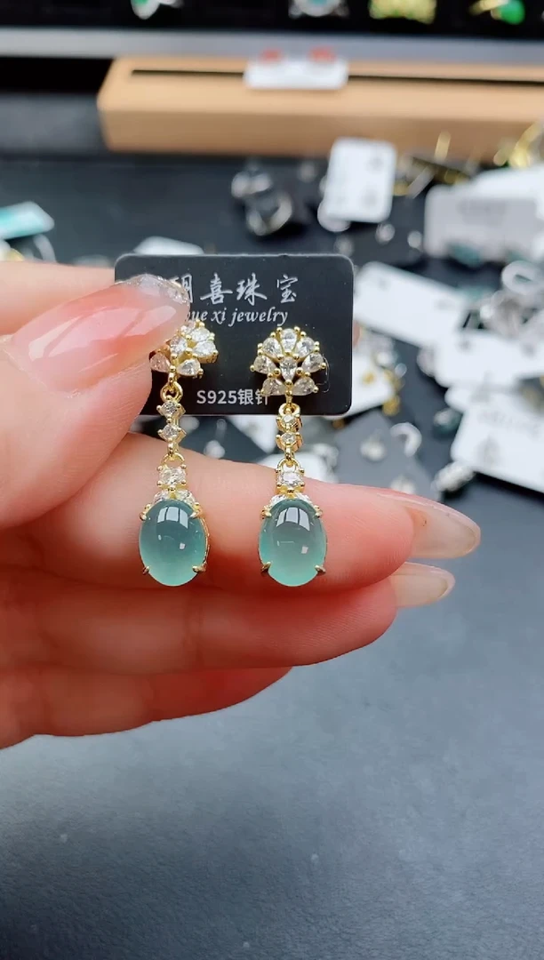 银S925镶嵌戒指翡翠1