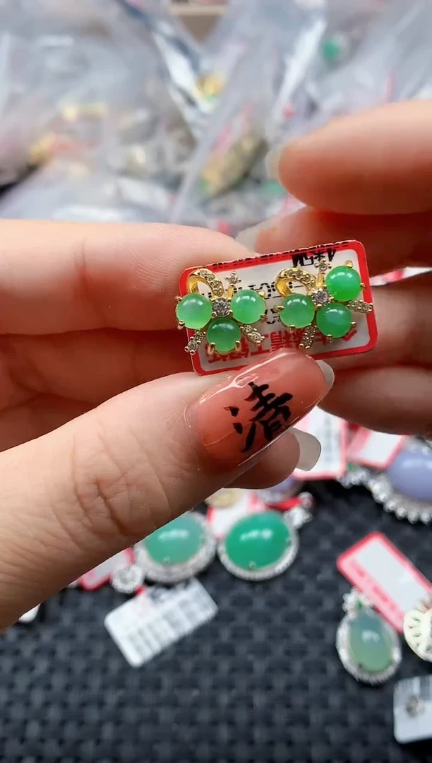 银S925镶嵌戒指翡翠天然A货缅甸翡翠