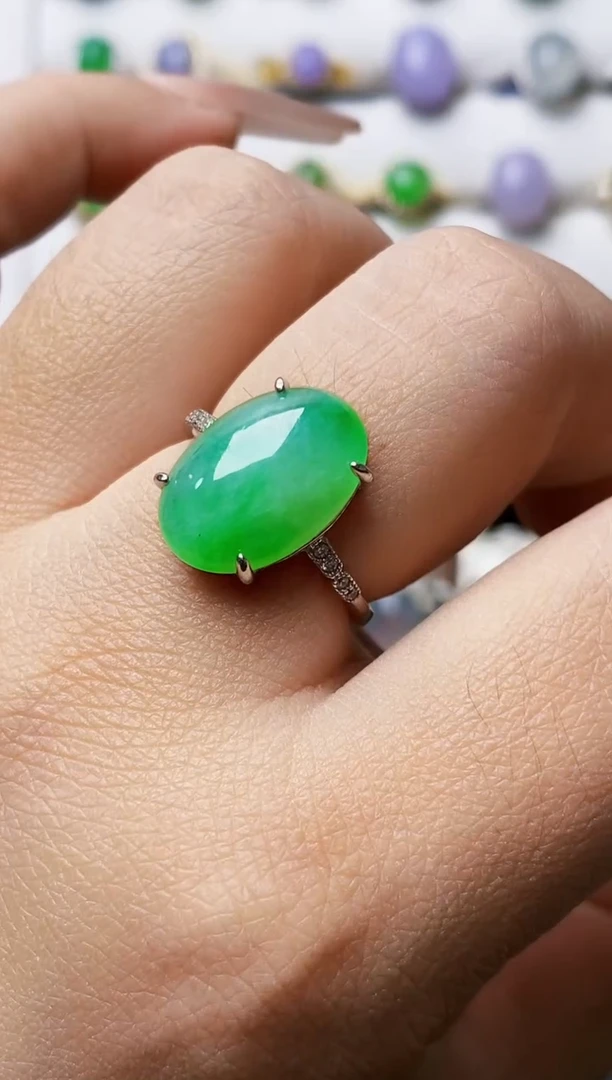 银S925镶嵌戒指翡翠0616