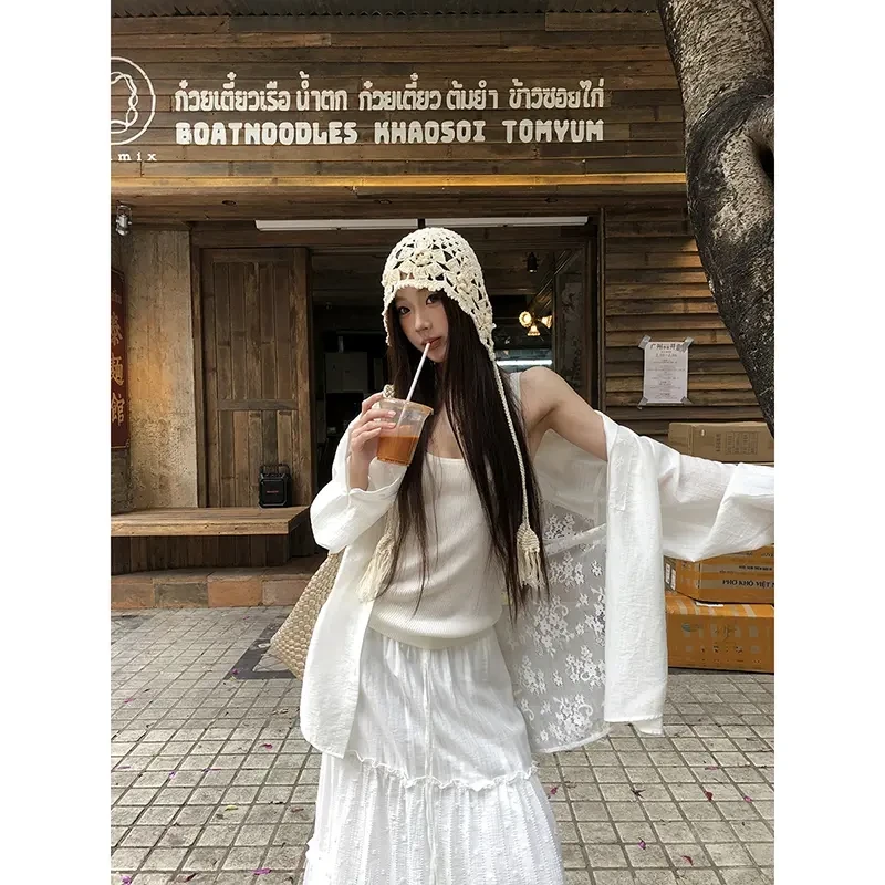 【潘朵拉衬衫】春夏小众拼接后背蕾丝蝴蝶结衬衫女百搭宽松显瘦衬衣