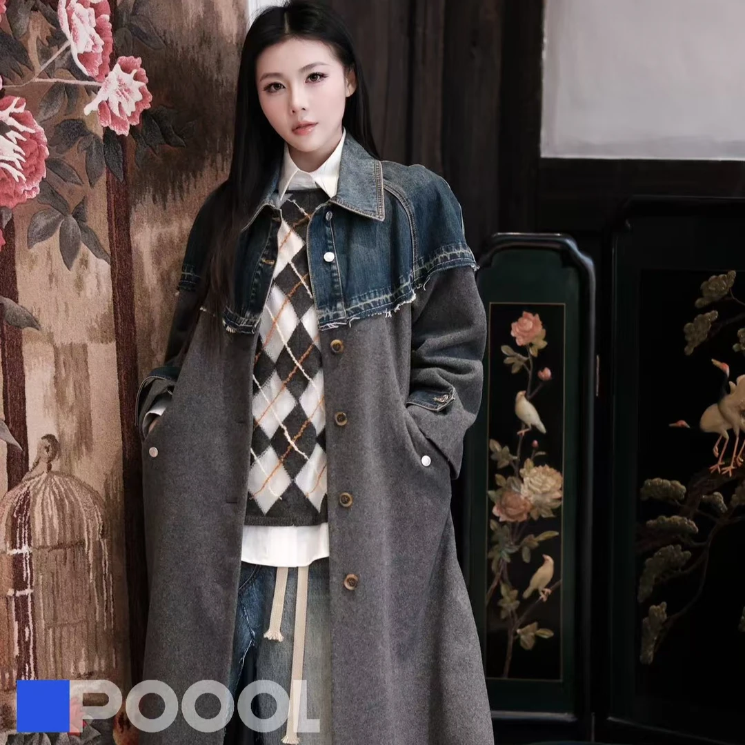 poool全球设计师品牌女装套装休闲长款风衣