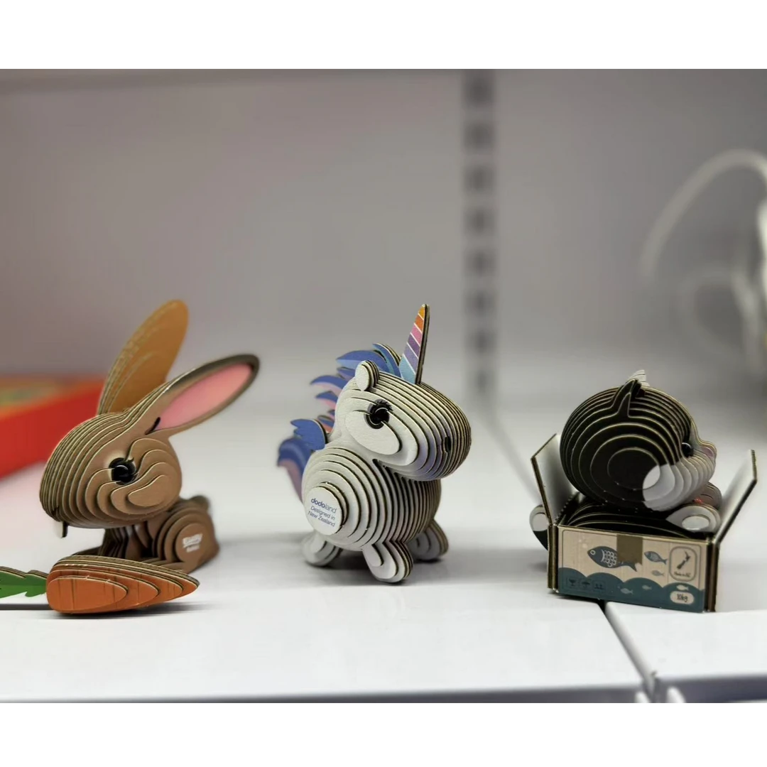 （小猫 独角兽兔子组合）儿童拼装动物玩具积木 3D立体纸拼图