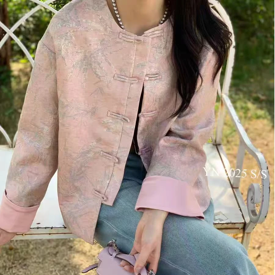 2025春季新款时尚新中式复古盘扣袖口外套1018