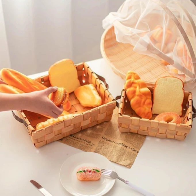 手工日式编织收纳筐水果篮野餐篮子竹篮面包筐家用水果盘干果篮