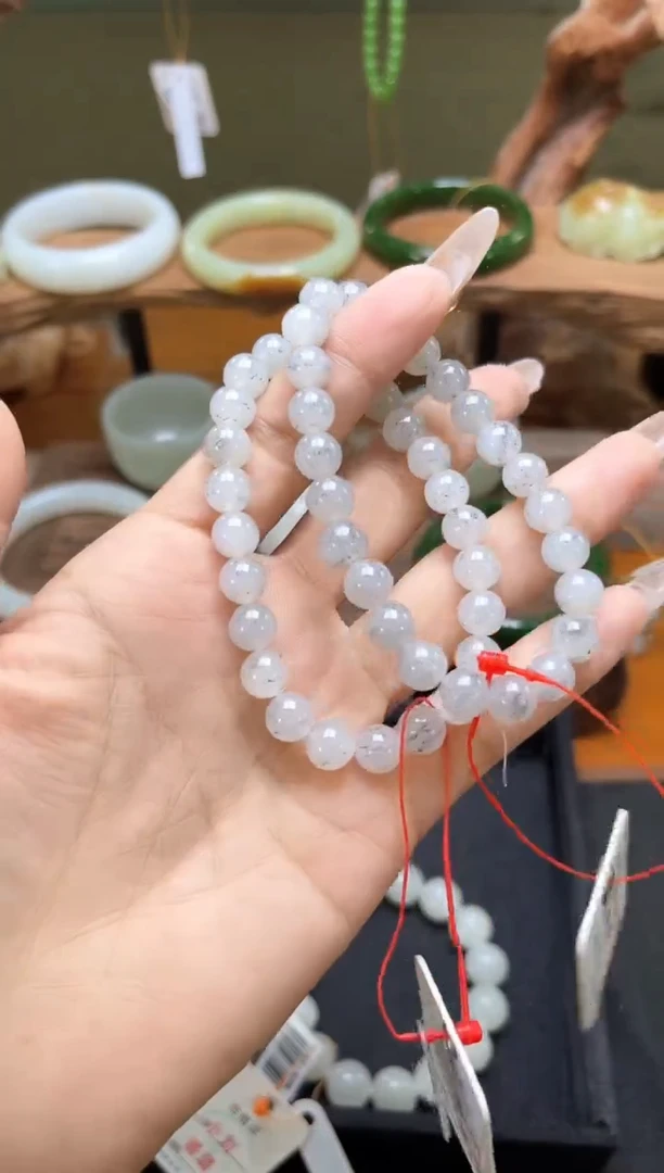 未镶嵌手串和田玉卡8新疆黑山圆珠 多样性发一