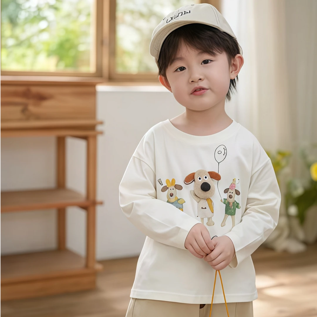 儿童长袖T恤 男女童立体动物上衣秋季新款宝宝可爱卡通打底衫洋气