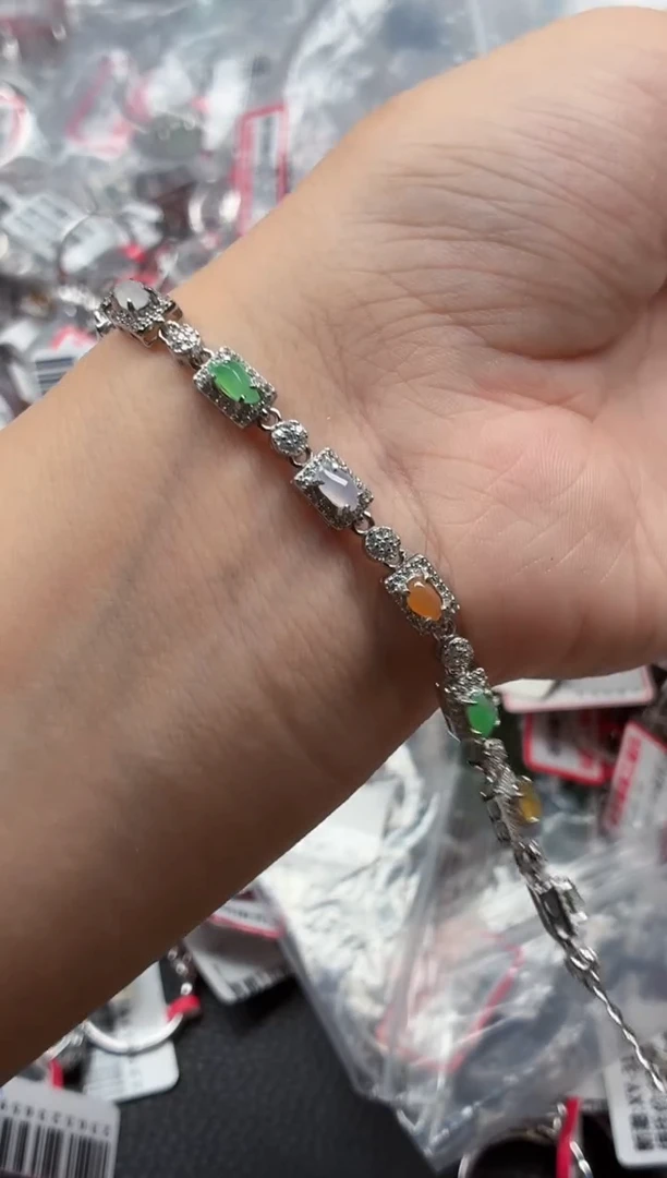 银S925镶嵌戒指翡翠天然A货缅甸翡翠