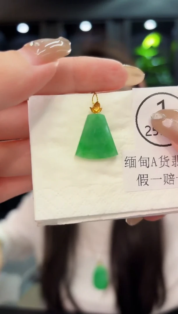 翡翠18K金镶嵌颈饰 缅料A货/支持复检/一件