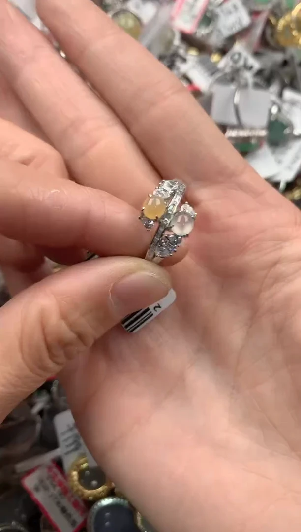 银S925镶嵌戒指翡翠444  10