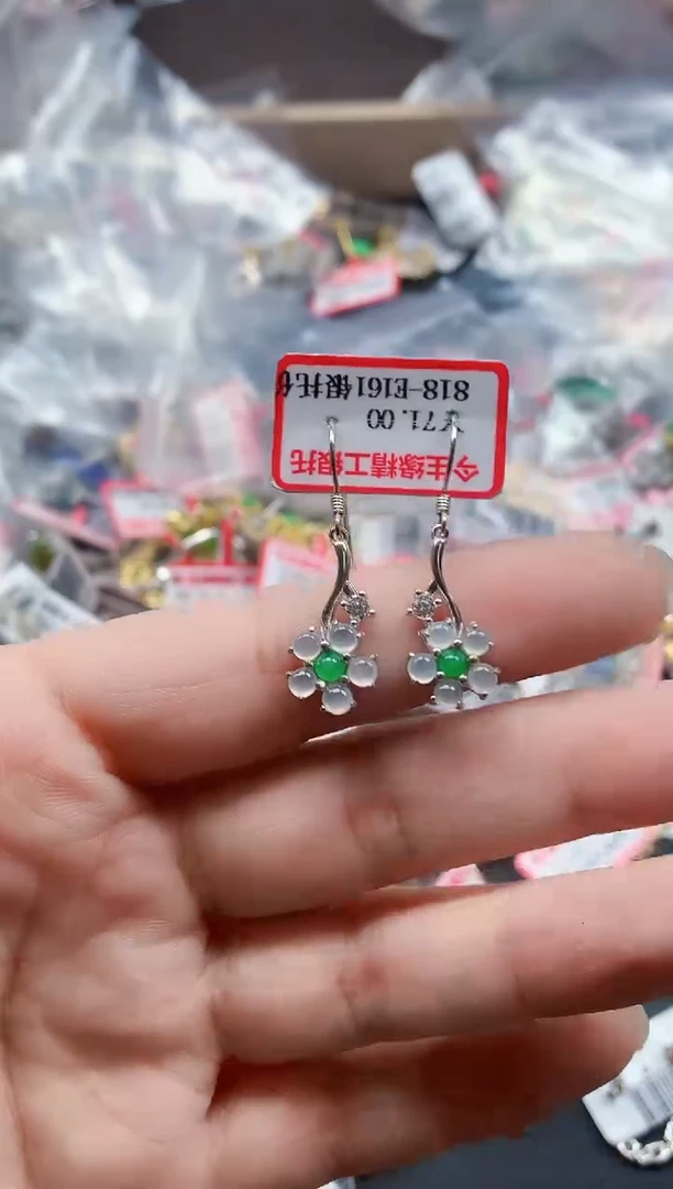 银S925镶嵌戒指翡翠天然A货缅甸翡翠