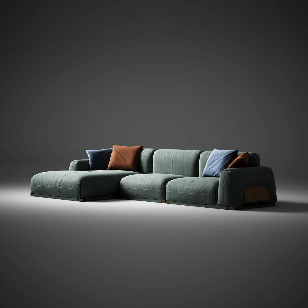 美得乐现代轻奢全真皮沙发大平层设计师头层牛皮转角沙发贵妃位