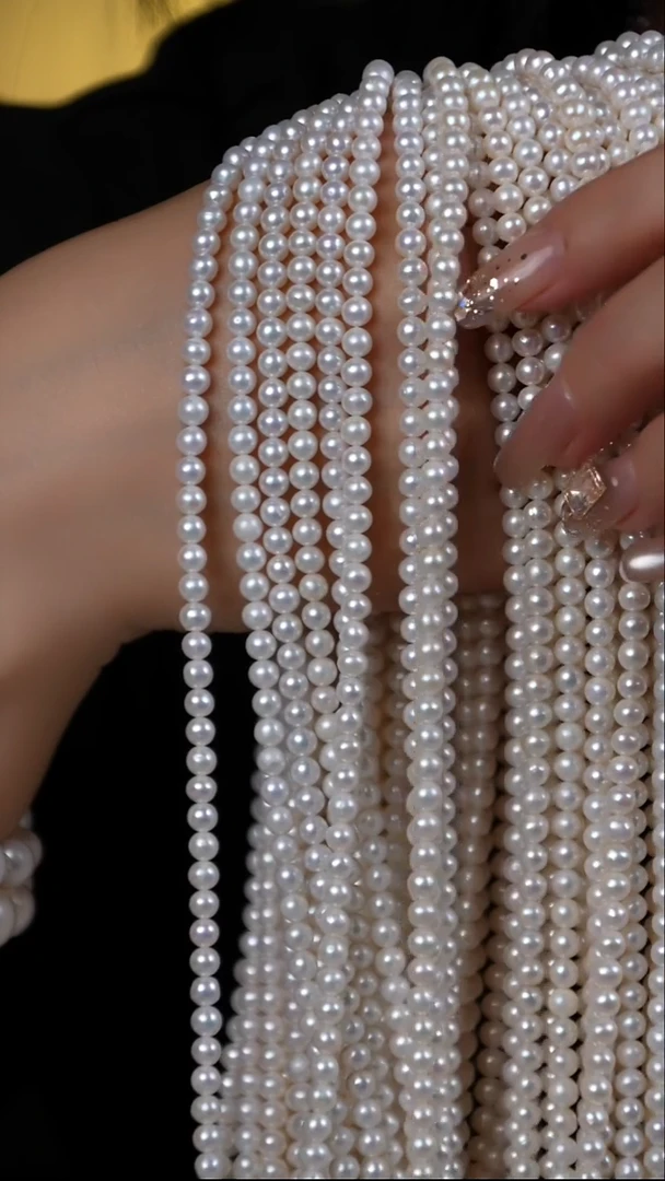 项链银S925镶嵌淡水珍珠米珠项链