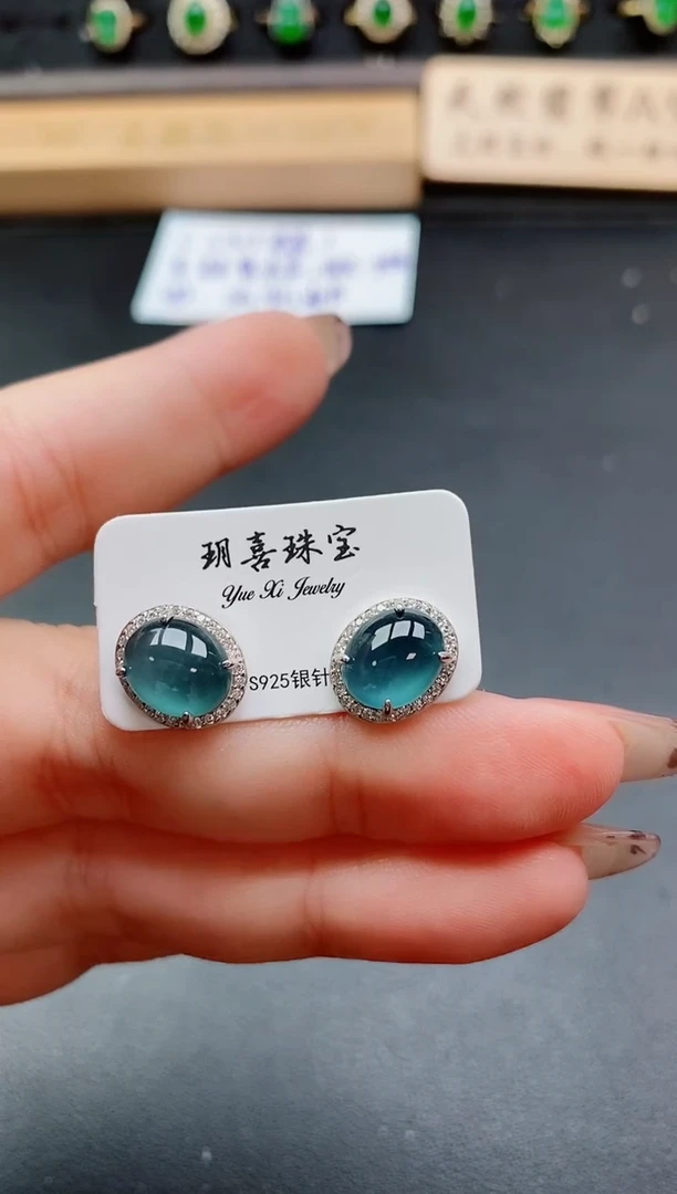 银S925镶嵌戒指翡翠1
