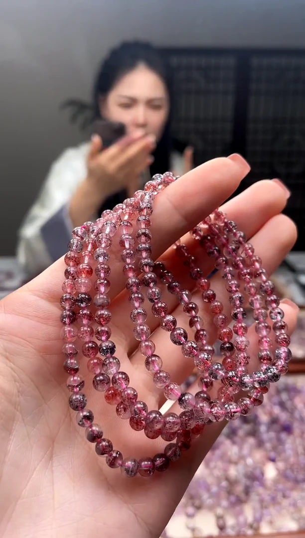 未镶嵌手串水晶【迎迎甄选】超七桃花醉手串4mm 多样性发一