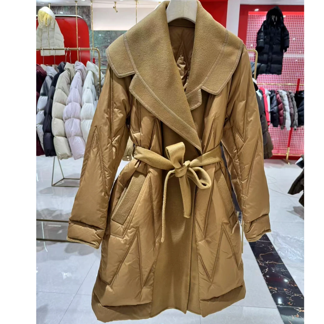 【丹妹专属】新白鹅绒高级感拼接收腰显瘦羽绒服外套女-33267