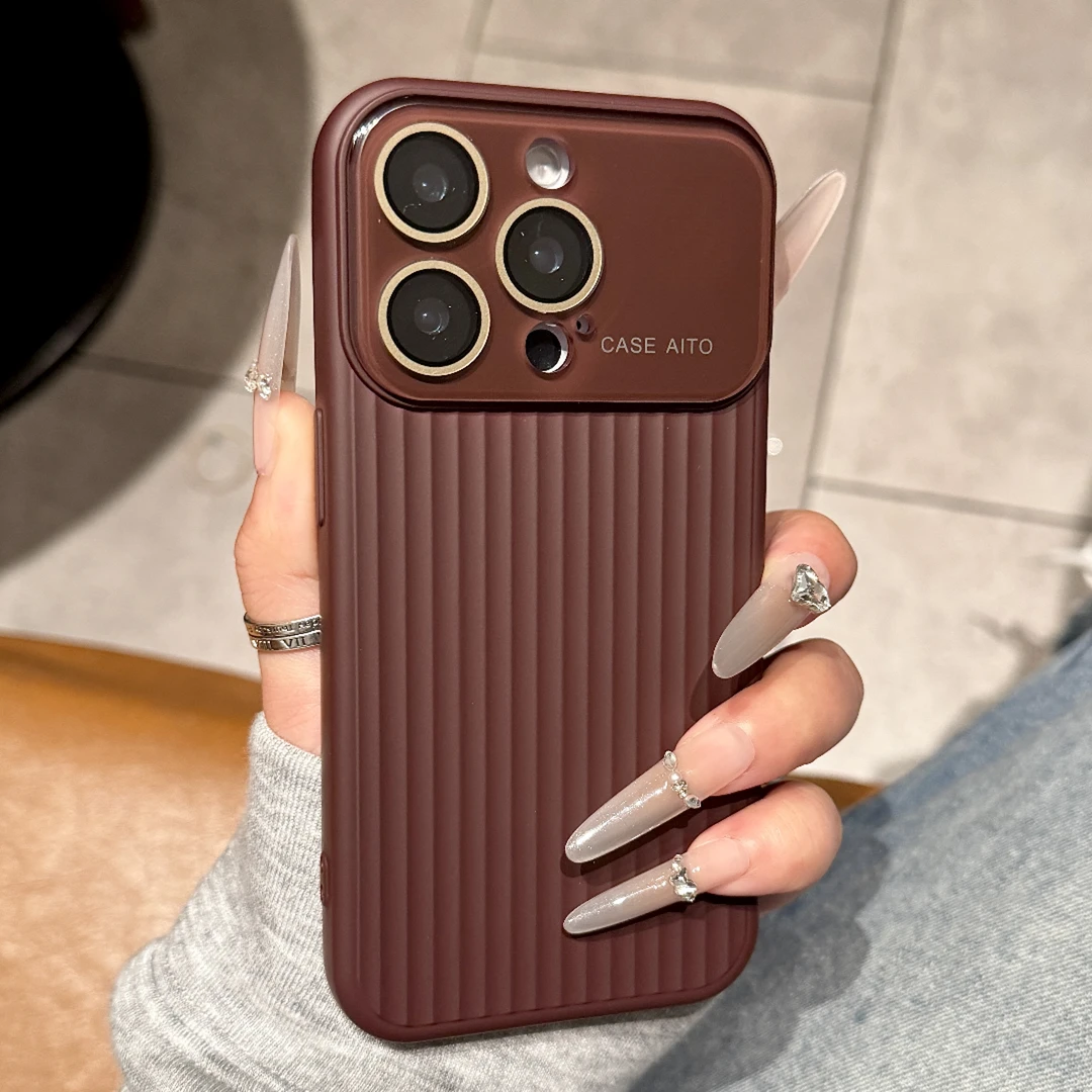 大视窗瓦楞纹适用苹果17promax手机壳新款iPhone16时尚15简约14女