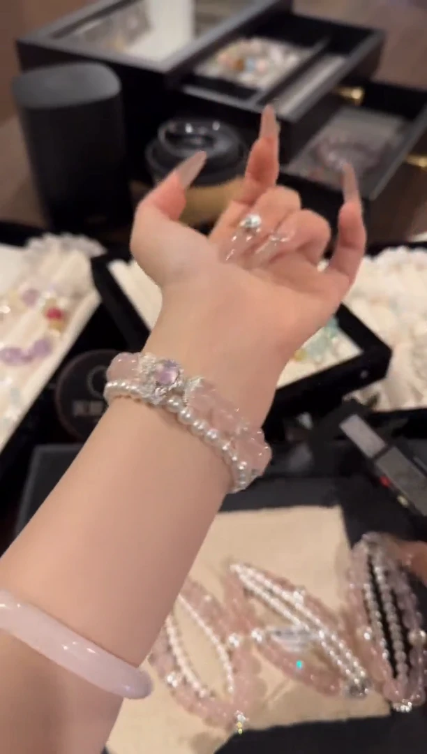 水晶手链合金粉水晶手链x1548