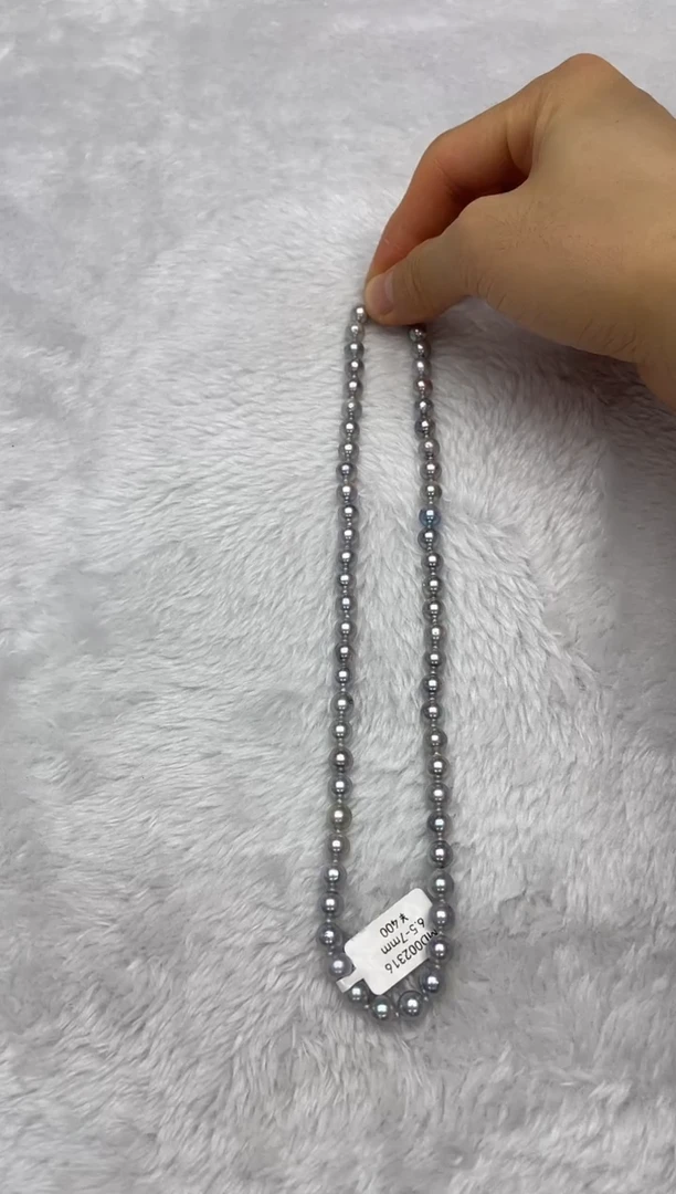 项链银S925镶嵌海水珍珠AK真多麻6.5-7mm