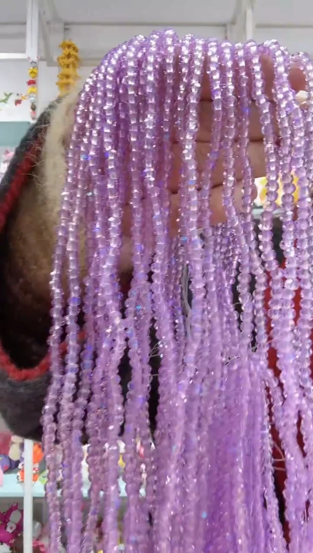 玻璃03135卡4水晶扁20条微光彩紫色