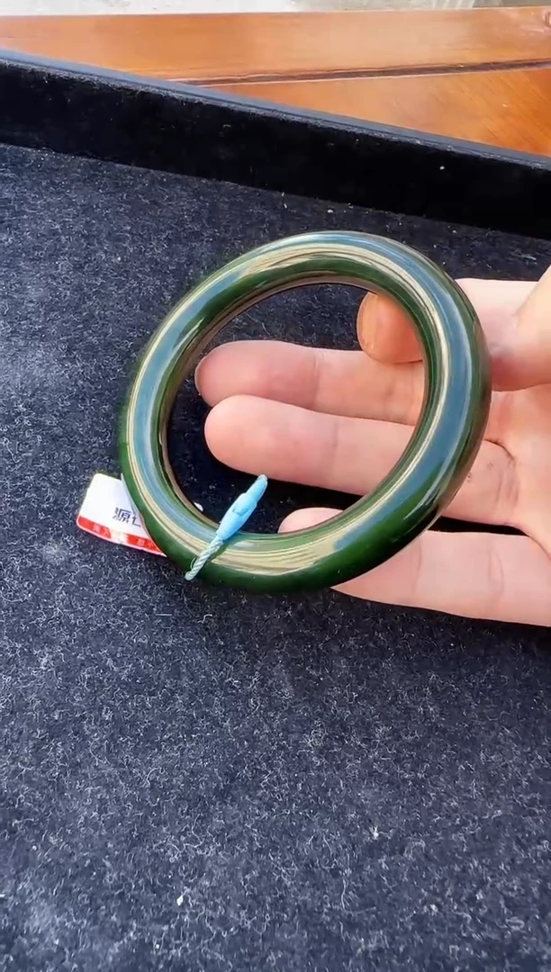 和田玉（碧玉）手镯未镶嵌胖圆圈口约56mm+