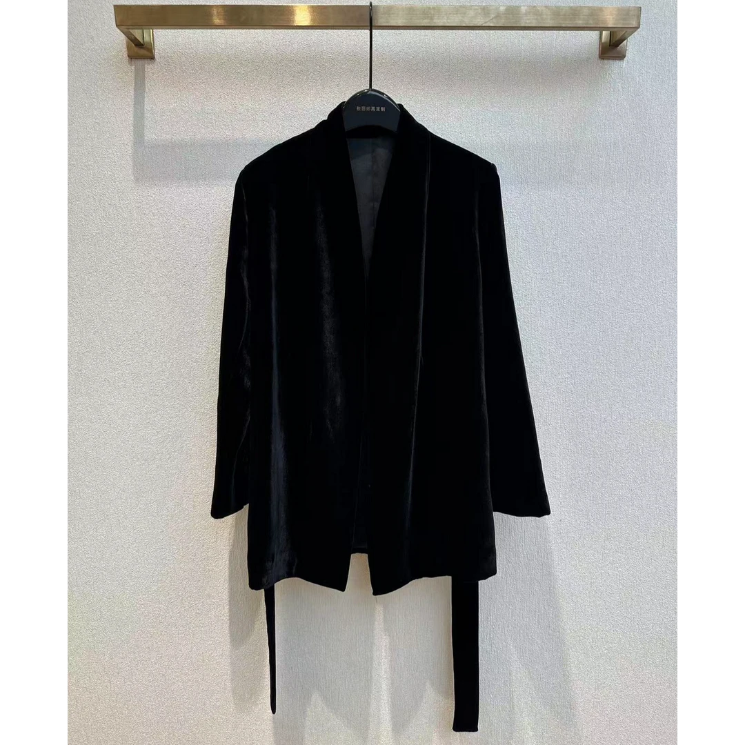 【GELINA】2025春款 黑色高级感时尚百搭丝绒西服外套21148