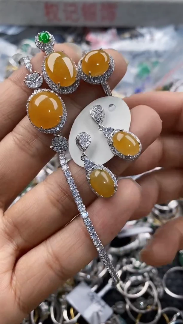 银S925镶嵌戒指翡翠999--7