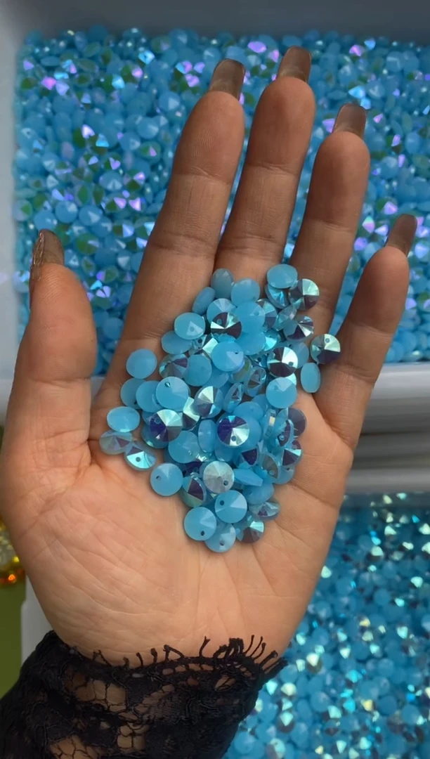 玻璃1413卡8华子飞碟片200颗红顶天青蓝玉色