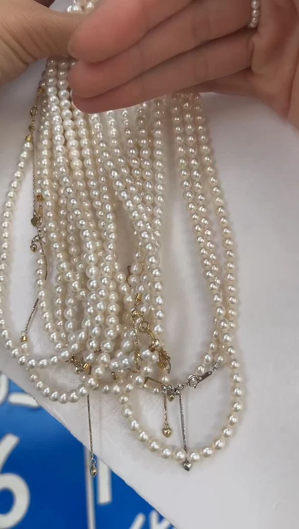 颈饰银S925镶嵌淡水珍珠5-6mm淡水ak满串 多样发一