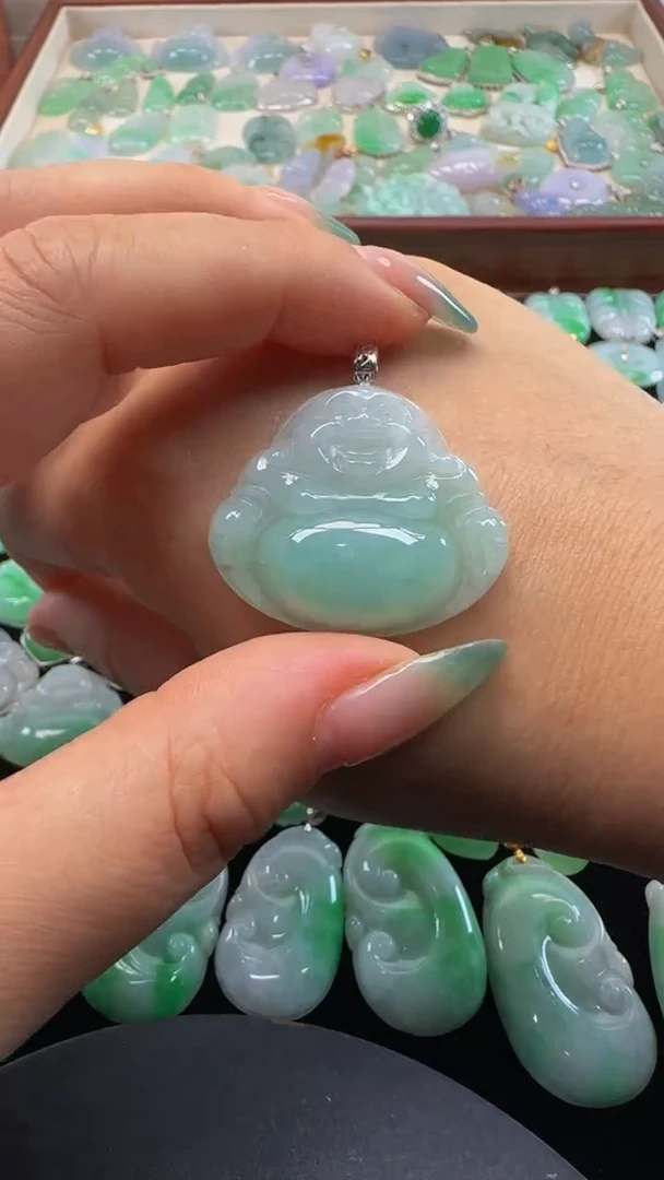 吊坠(不含链)18K金镶嵌翡翠佛公