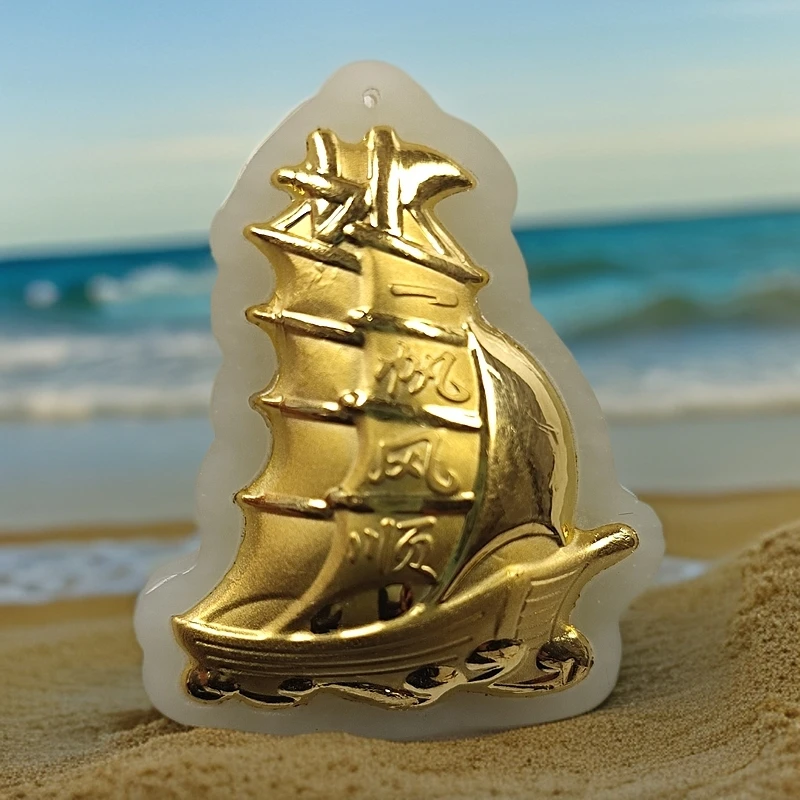 和田玉足金镶嵌吊坠43.8*35*6mm#和田玉#时尚