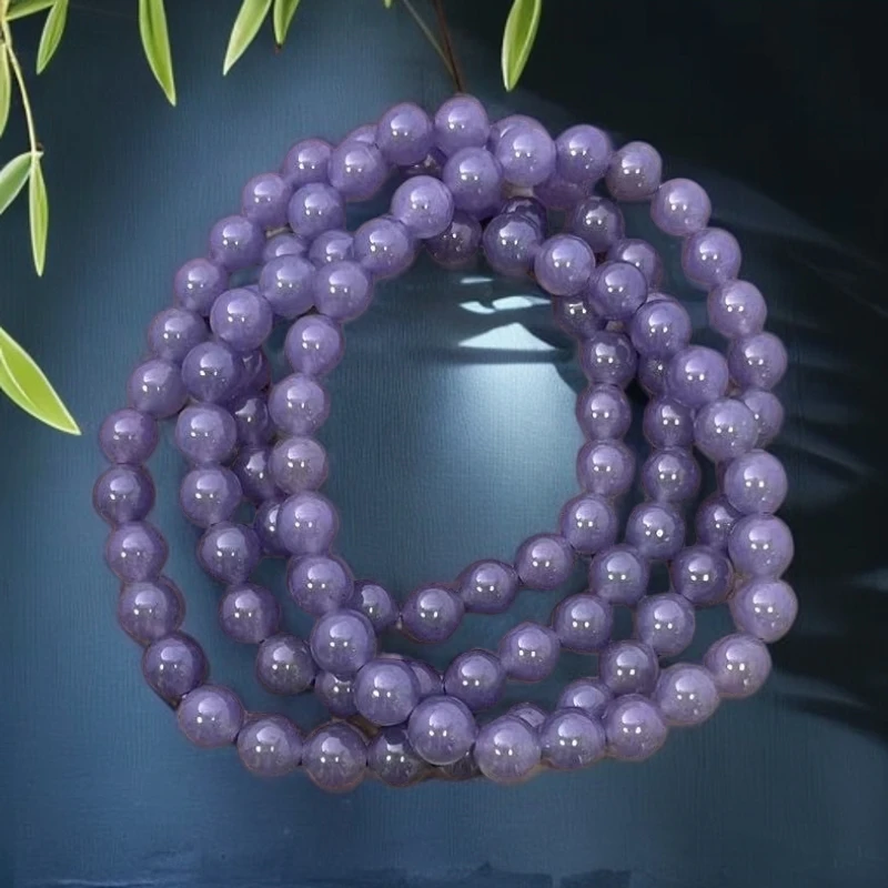 【恩鉴珠宝】天然玉石 133 姻紫108颗 8mm