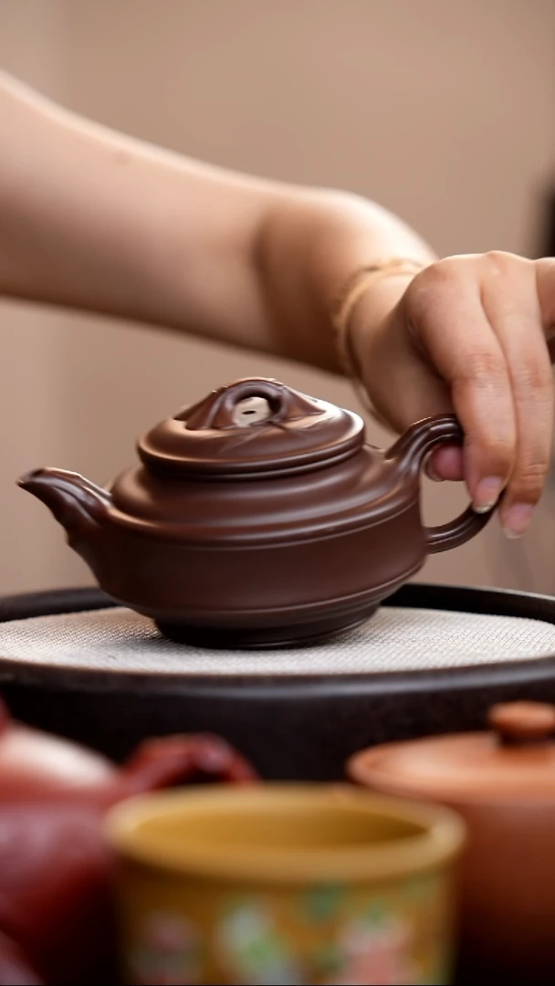 茶壶紫砂革紫泥双线竹鼓