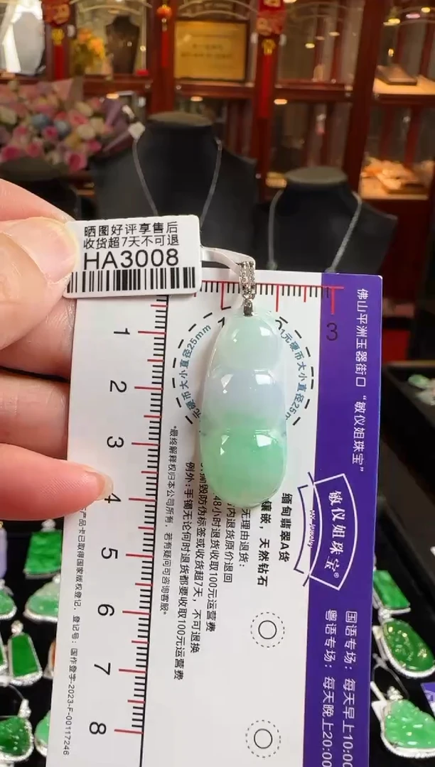颈饰18K金镶嵌翡翠HA3008富贵豆