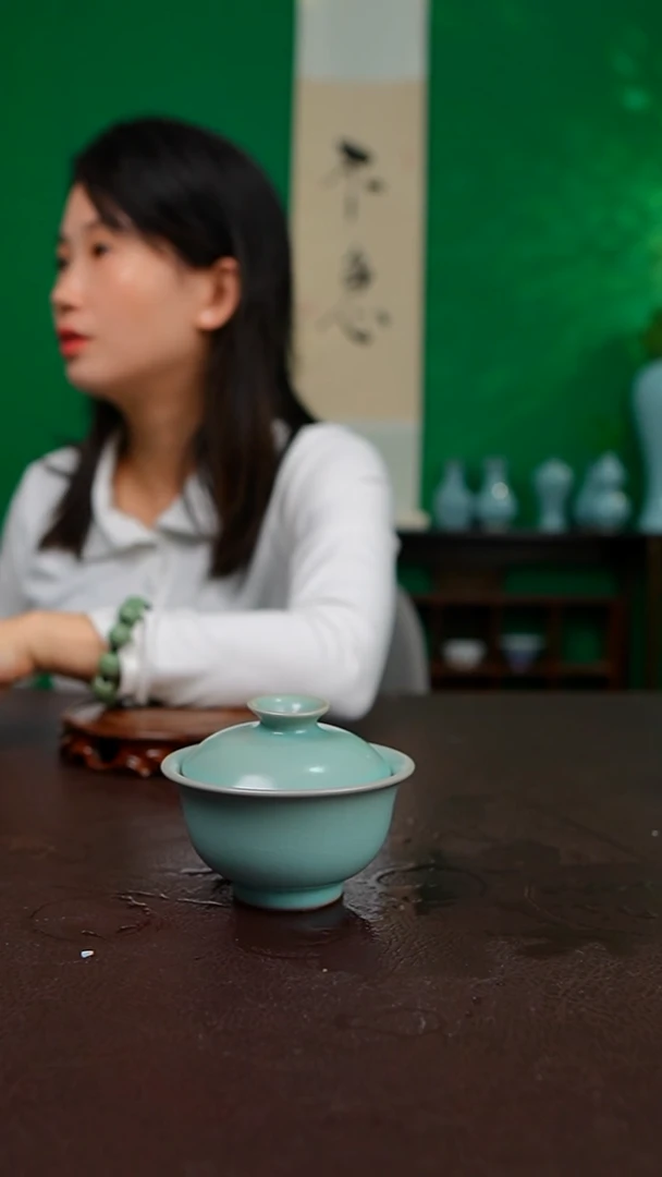 仿古二才压手盖碗不完美 简装