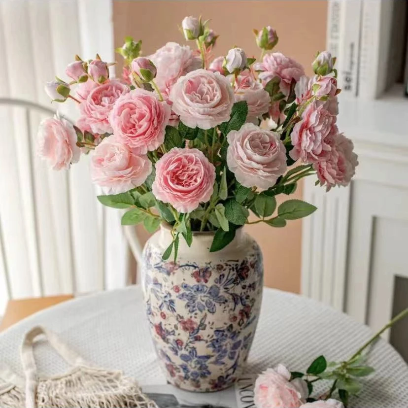 S牡丹高端真仿真花束客厅餐桌面软装饰假花艺家居摆件