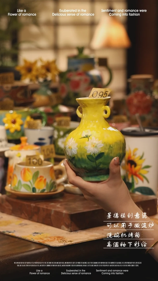 陶瓷景德镇高温手绘釉下彩设计师款式