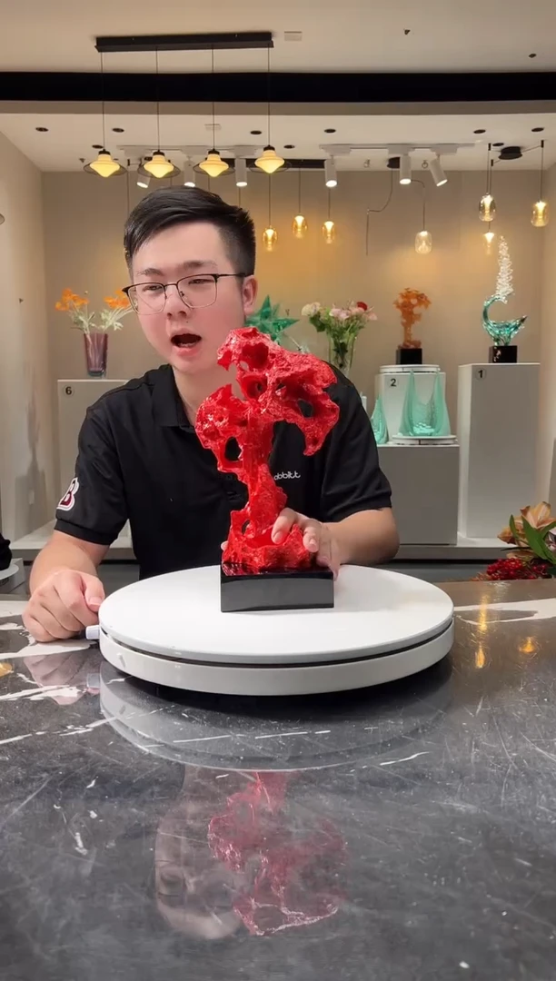 摆件巴比特美学-朱砂红太湖石