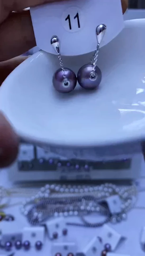 银S925镶嵌耳饰淡水珍珠11