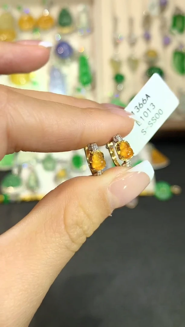 【闪购商品】翡翠耳饰18K金镶嵌L1013