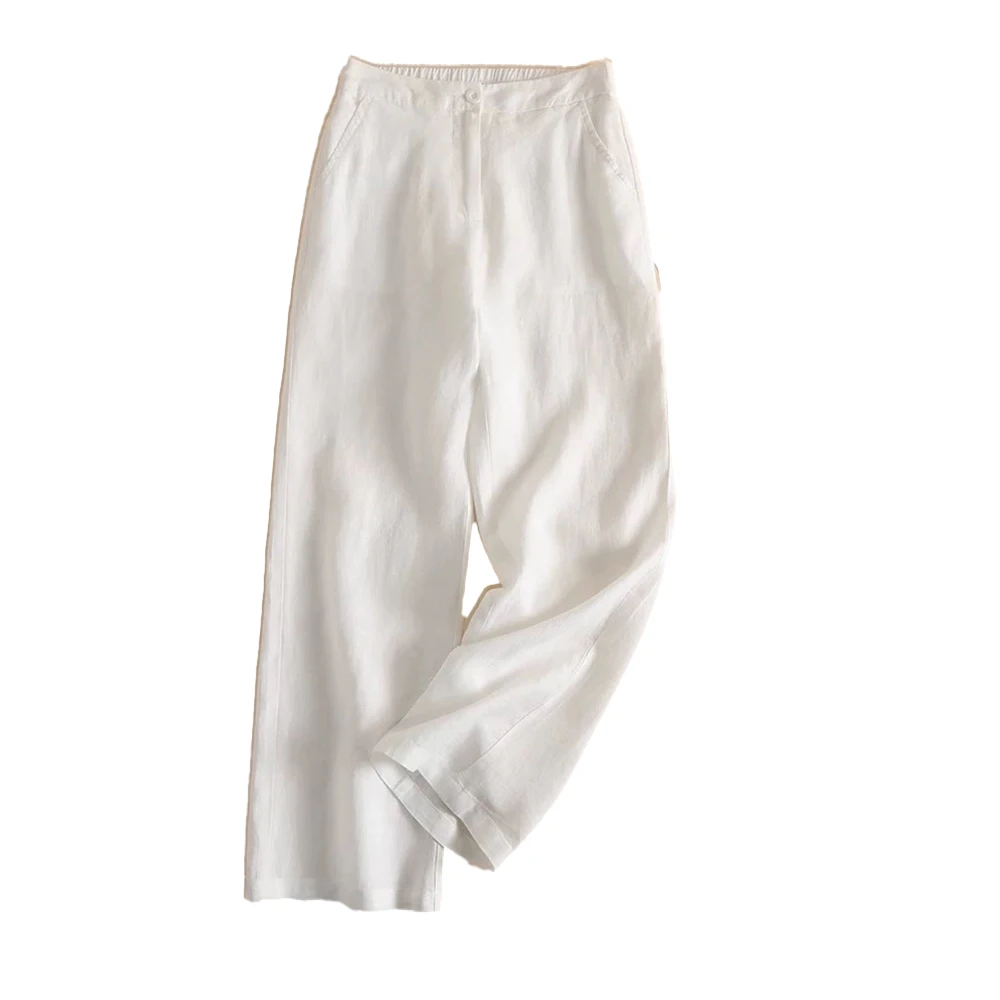 254097-LF 阔腿女高腰宽松垂感直筒休闲九分裤夏季薄款